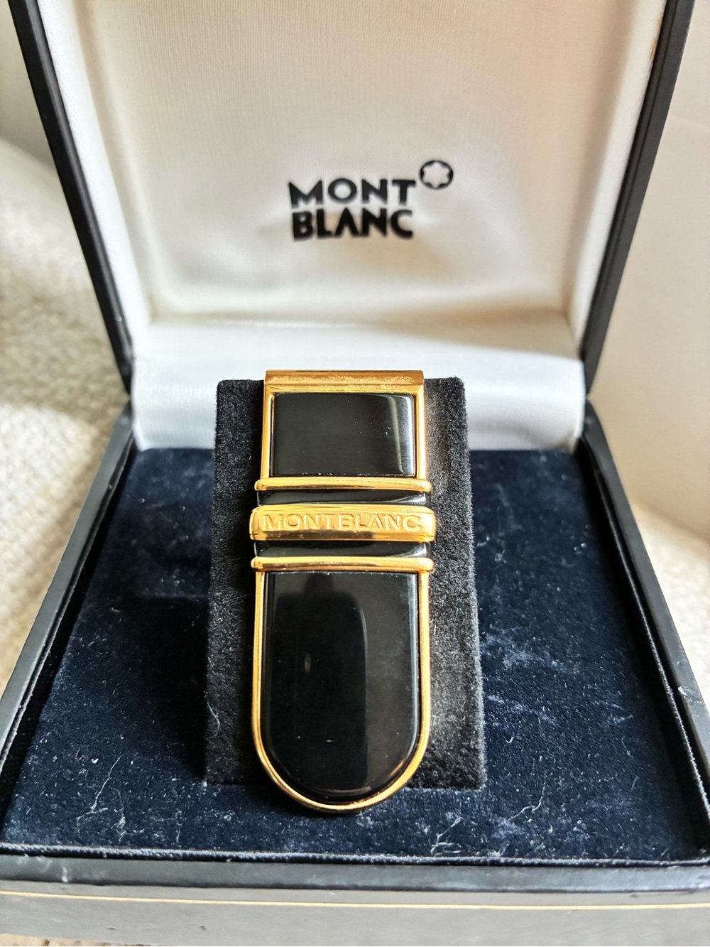 Montblanc Black and Gold Tone Signature Money Clip